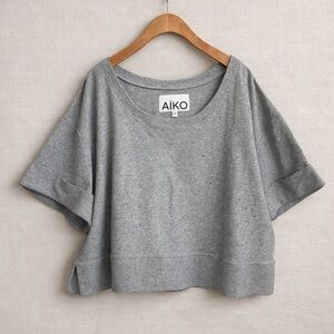 AÏKO Studded Sweatshirt Grey Embellished Boxy Pullover Top